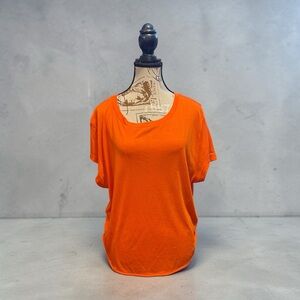 Old Navy Bright Orange Twist Side Top Dolman Sleeve Blouse Casual Size L